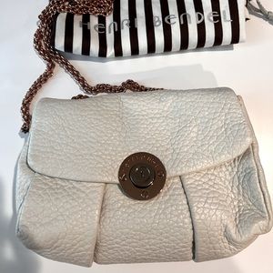 Henry Bendel white leather bag with rose gold chain